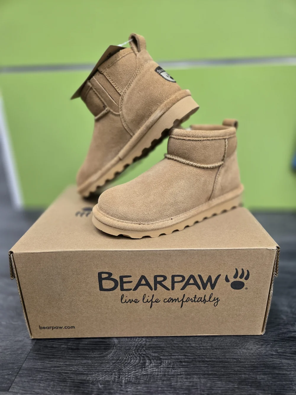 Bearpaw Kids' Tan Suede Booties - Cozy Ankle Shoes